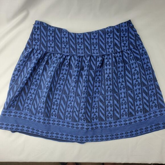 SILK 6 8 MADEWELL BLACK BLUE geometric print lined preppy mini SKIRT medium - Picture 10 of 11